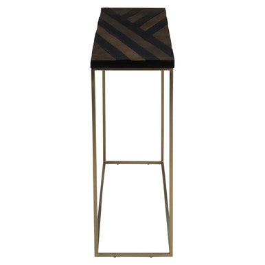 Orsina Aris Black and Gold Striped Acacia Wood Console Table