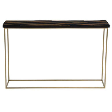 Orsina Aris Black and Gold Striped Acacia Wood Console Table