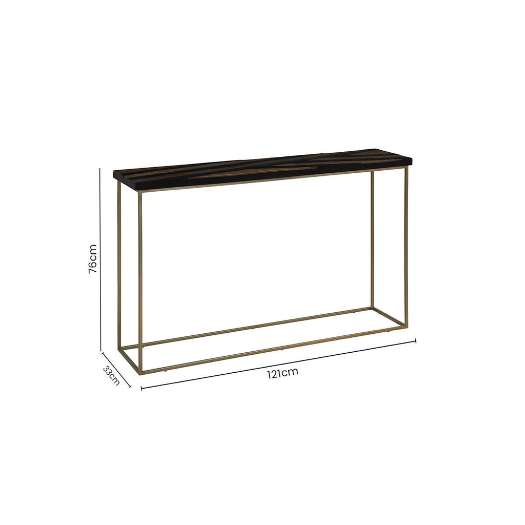 Orsina Aris Black and Gold Striped Acacia Wood Console Table