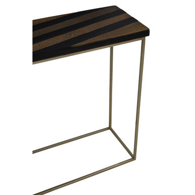 Orsina Aris Black and Gold Striped Acacia Wood Console Table