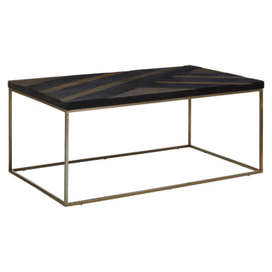 Orsina Aris Black and Gold Striped Acacia Wood Coffee Table