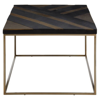 Orsina Aris Black and Gold Striped Acacia Wood Coffee Table
