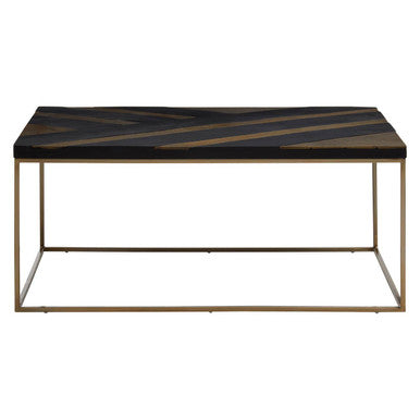 Orsina Aris Black and Gold Striped Acacia Wood Coffee Table