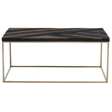 Orsina Aris Black and Gold Striped Acacia Wood Coffee Table