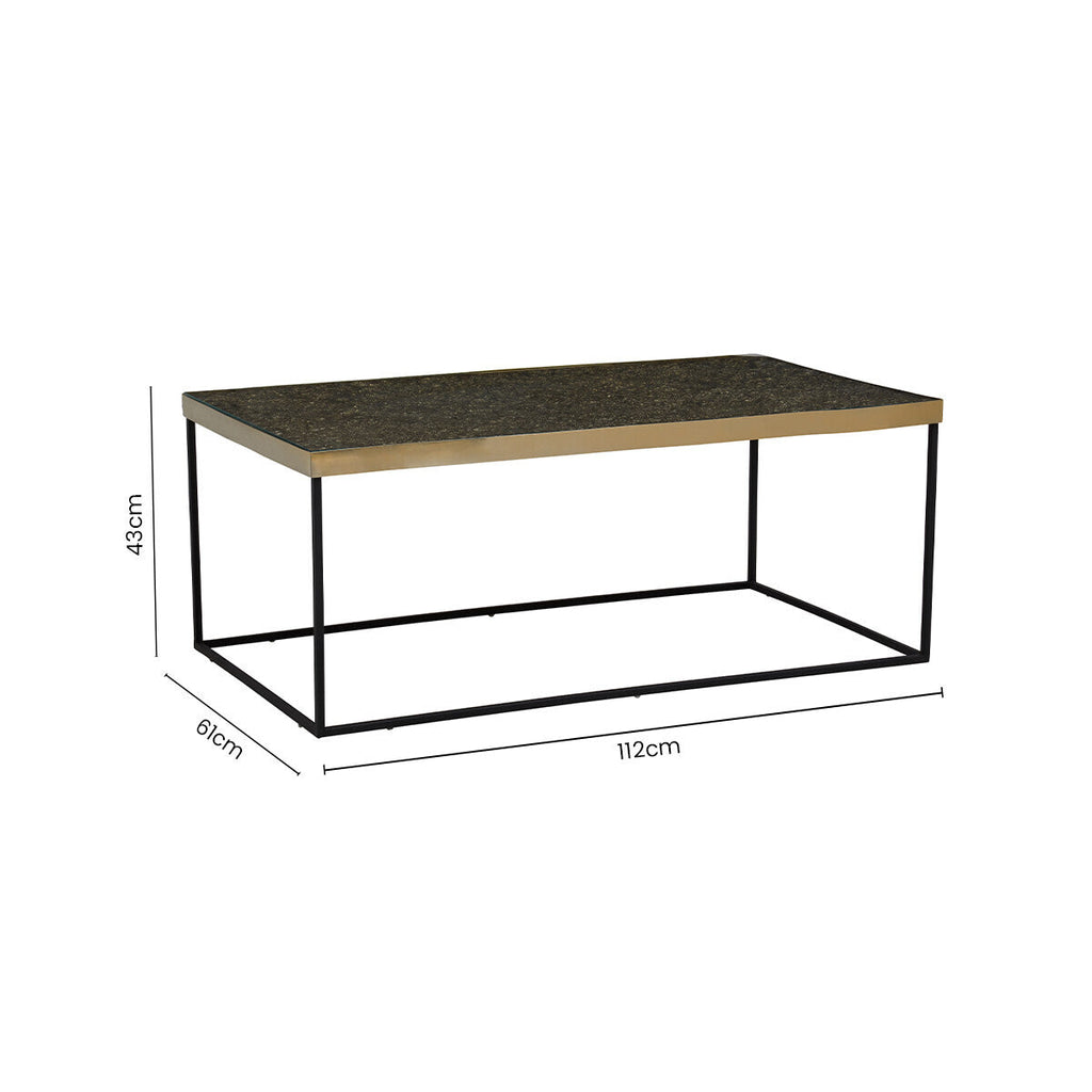 Orsina Aris Black and Gold Striped Acacia Wood Coffee Table