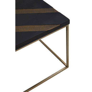Orsina Aris Black and Gold Striped Acacia Wood Coffee Table