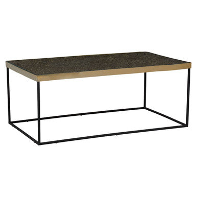 Orsina Akola Gold Coffee Table – Black Metal Interconnected Legs