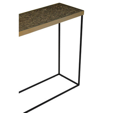Orsina Akola Gold Console Table – Black Metal Interconnected Legs