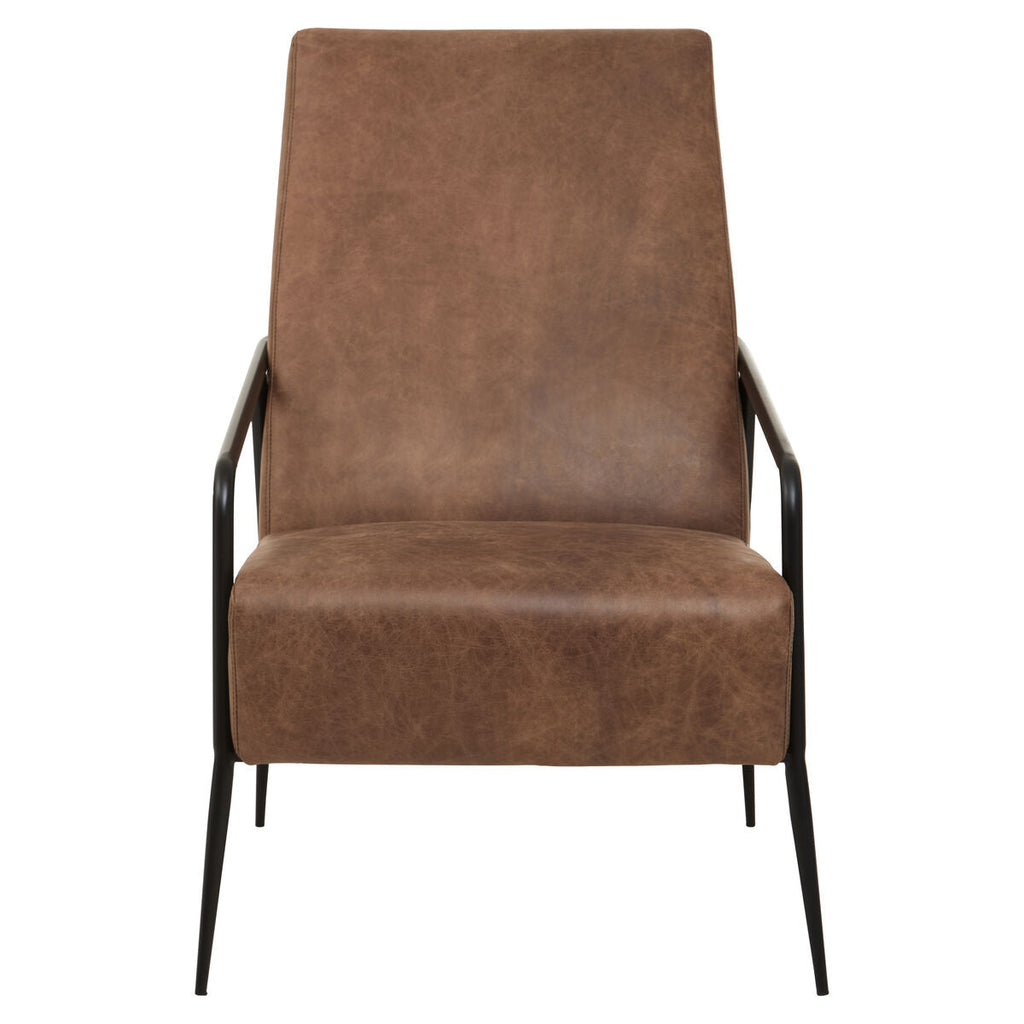 Orsina Hoxton Brown Leather Lounge Chair – Modern Reclined Armchair