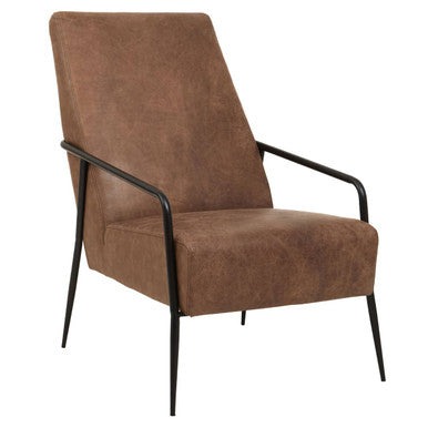 Orsina Hoxton Brown Leather Lounge Chair – Modern Reclined Armchair