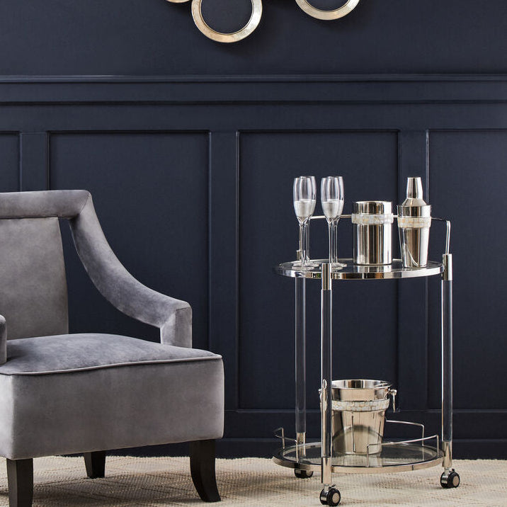 Orsina Oria Round 2 Tier Drinks Trolley – Modern Acrylic Bar Cart