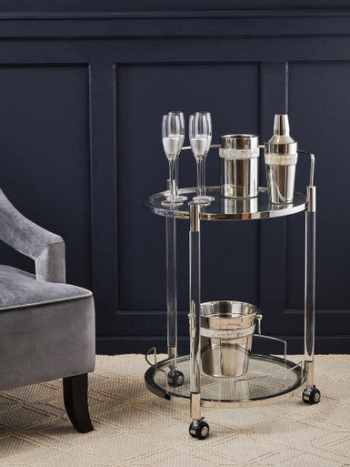 Orsina Oria Round 2 Tier Drinks Trolley – Modern Acrylic Bar Cart