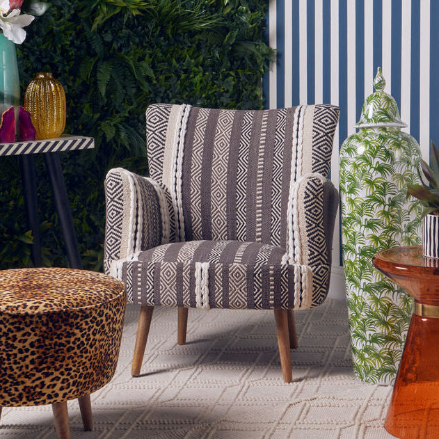 Orsina Cefena Accent Chair – Grey and White Textured Modern Seating