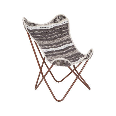 Orsina Cefena Butterfly Chair – Grey and White Fabric Lounge Seat