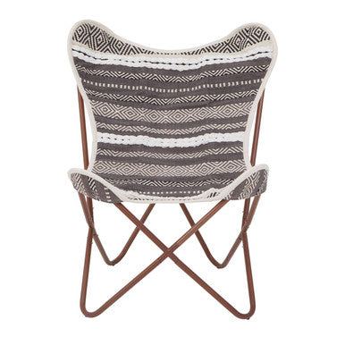 Orsina Cefena Butterfly Chair – Grey and White Fabric Lounge Seat