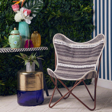Orsina Cefena Butterfly Chair – Grey and White Fabric Lounge Seat