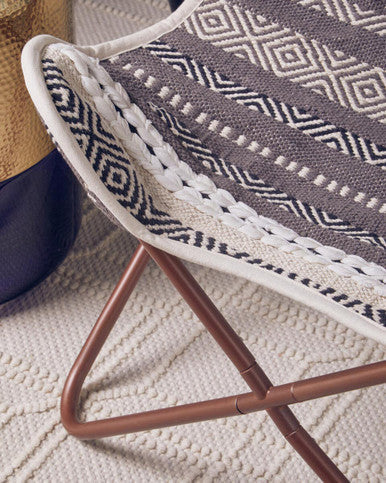 Orsina Cefena Butterfly Chair – Grey and White Fabric Lounge Seat