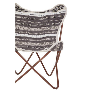 Orsina Cefena Butterfly Chair – Grey and White Fabric Lounge Seat