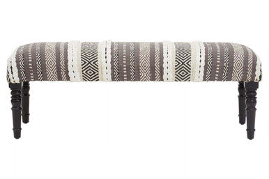 Orsina Cefena Upholstered Entryway Bench – Mango Wood Grey & White