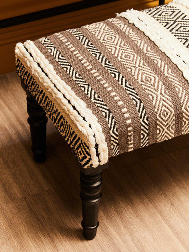 Orsina Cefena Upholstered Entryway Bench – Mango Wood Grey & White