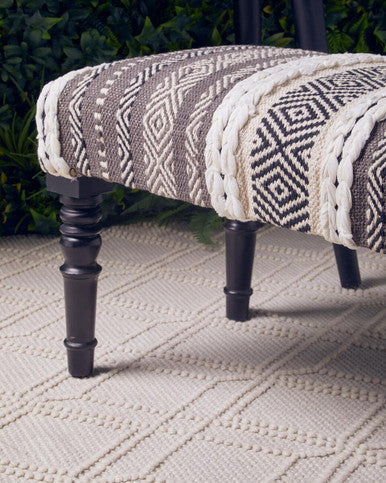 Orsina Cefena Upholstered Entryway Bench – Mango Wood Grey & White