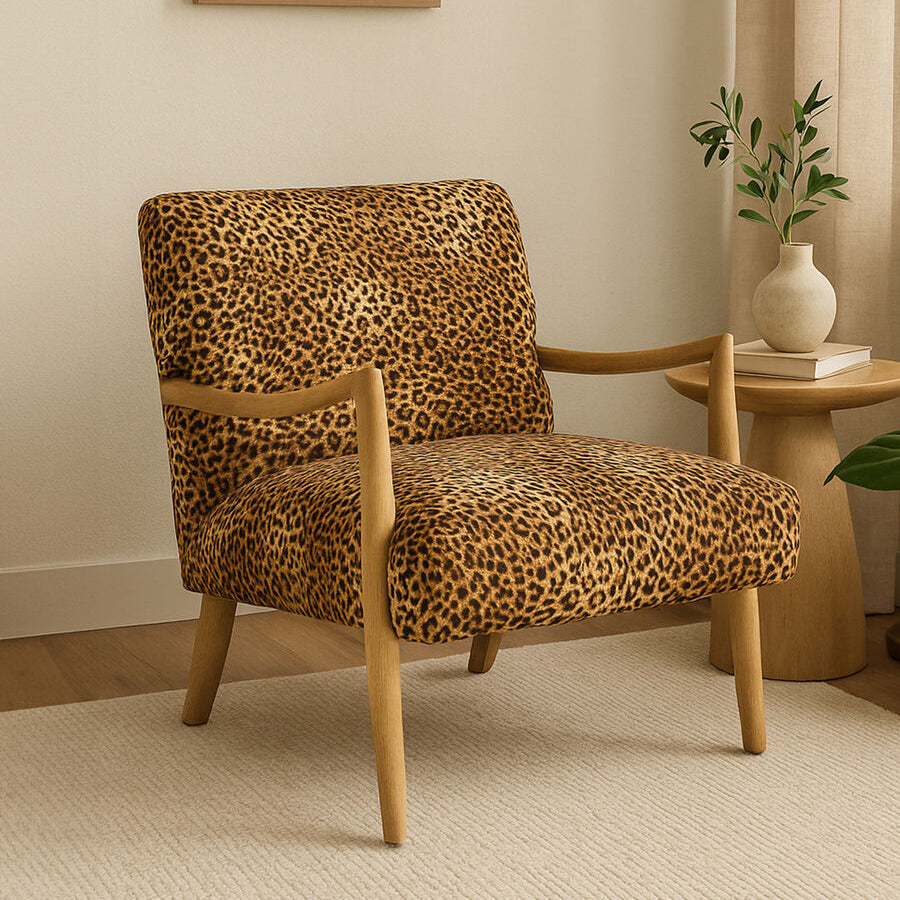 Orsina Cefena Leopard Print Accent Chair – Modern Animal Pattern Seat