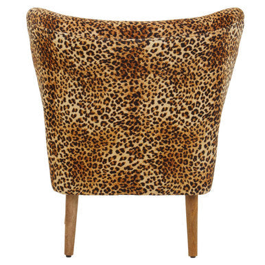 Orsina Cefena Leopard Print Velvet Accent Chair with Mango Wood Legs
