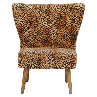 Orsina Cefena Leopard Print Velvet Accent Chair with Mango Wood Legs