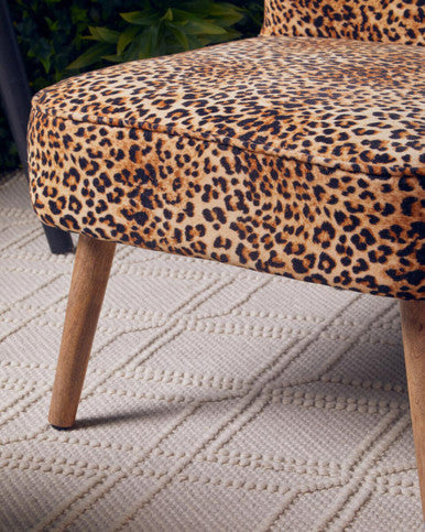 Orsina Cefena Leopard Print Velvet Accent Chair with Mango Wood Legs