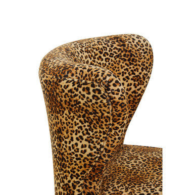 Orsina Cefena Leopard Print Velvet Accent Chair with Mango Wood Legs