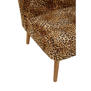 Orsina Cefena Leopard Print Velvet Accent Chair with Mango Wood Legs