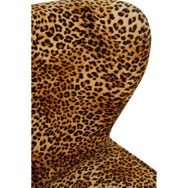 Orsina Cefena Leopard Print Velvet Accent Chair with Mango Wood Legs