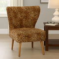 Orsina Cefena Leopard Print Velvet Accent Chair with Mango Wood Legs