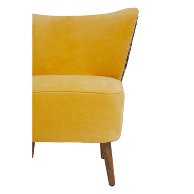 Orsina Cefena Yellow Print Accent Chair | Patterned Wood Base Seat