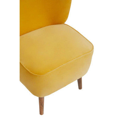 Orsina Cefena Yellow Print Accent Chair | Patterned Wood Base Seat