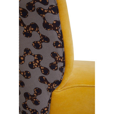 Orsina Cefena Yellow Print Accent Chair | Patterned Wood Base Seat