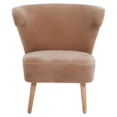 Orsina Cefena Mink Velvet and Natural Linen Accent Chair – Mango Wood