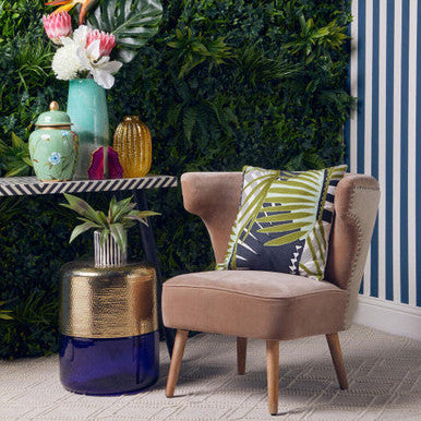 Orsina Cefena Mink Velvet and Natural Linen Accent Chair – Mango Wood