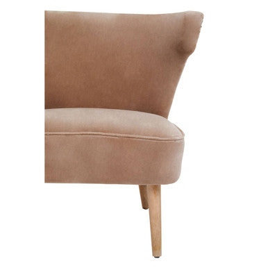 Orsina Cefena Mink Velvet and Natural Linen Accent Chair – Mango Wood