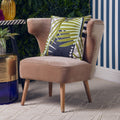 Orsina Cefena Mink Velvet and Natural Linen Accent Chair – Mango Wood