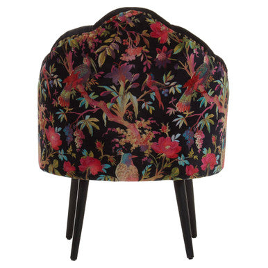 Orsina Peacock Scalloped Accent Chair | Velvet & Mango Wood Armchair