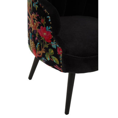 Orsina Peacock Scalloped Accent Chair | Velvet & Mango Wood Armchair