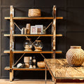 Orsina Kerala 4-Tier Wood and Glass Shelf Unit – Silver Steel Frame