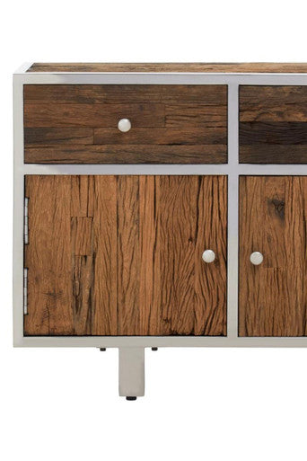 Orsina Kerala Wood Sideboard – 3-Drawer Modern Buffet with Glass Top