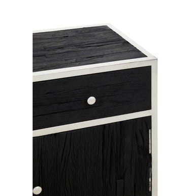 Orsina Kerala Black Sideboard – Modern Pine & Glass Storage Cabinet