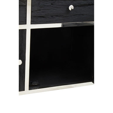 Orsina Kerala Black Sideboard – Modern Pine & Glass Storage Cabinet