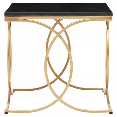 Orsina Kia Black Marble Side Table – Gold Stainless Steel End Table