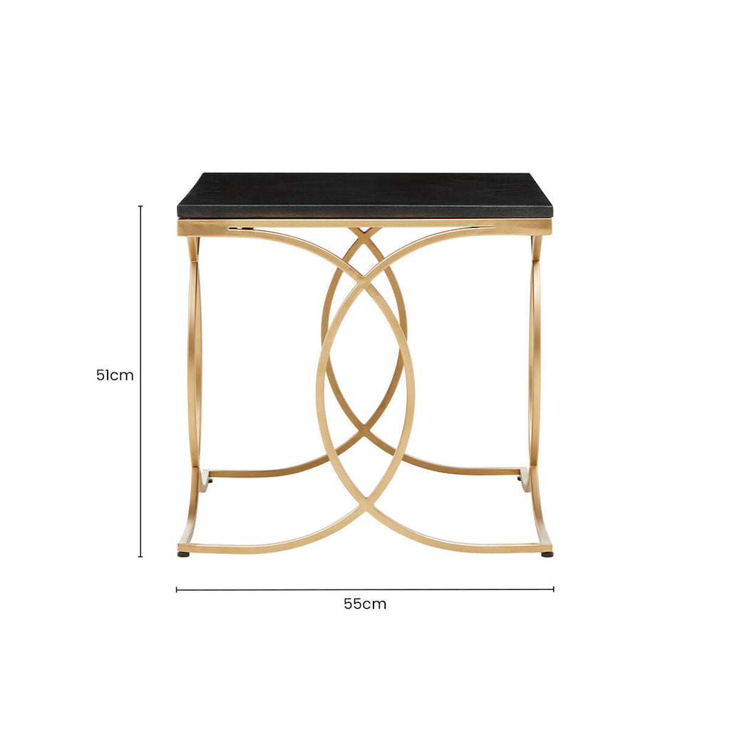 Orsina Kia Black Marble Side Table – Gold Stainless Steel End Table