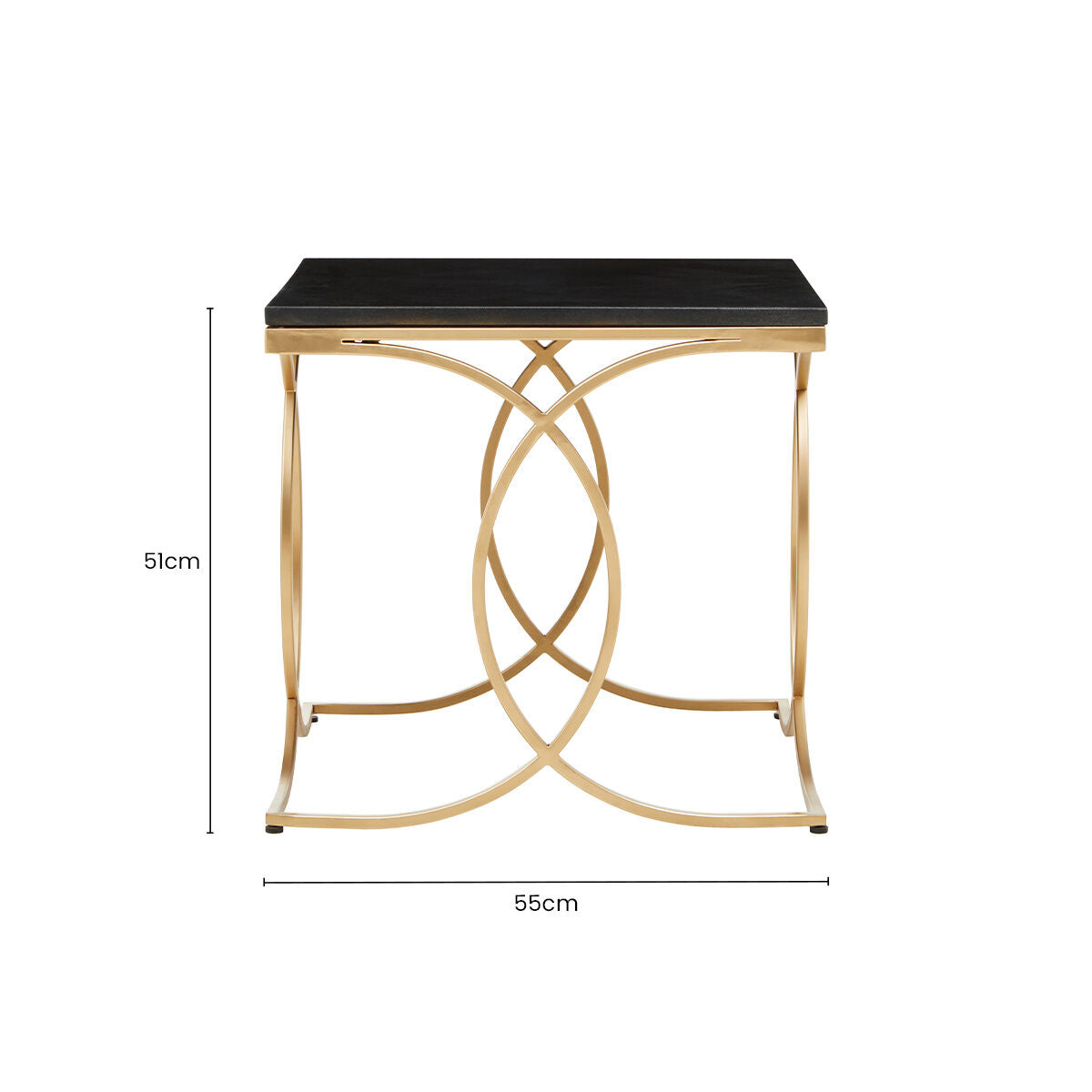 Orsina Kia Black Marble Side Table – Gold Stainless Steel End Table