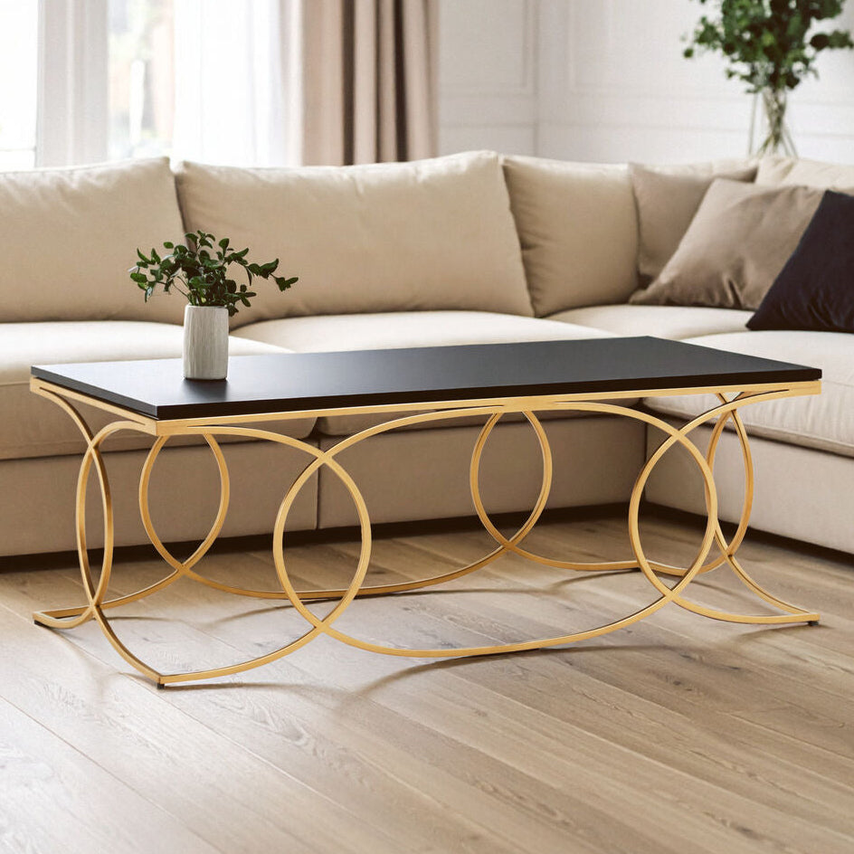 Orsina Kia Black Marble Coffee Table | Gold Stainless Steel Frame